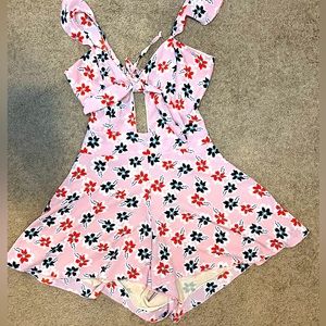 Floral Romper With Zipper Opening Size Small/Medium